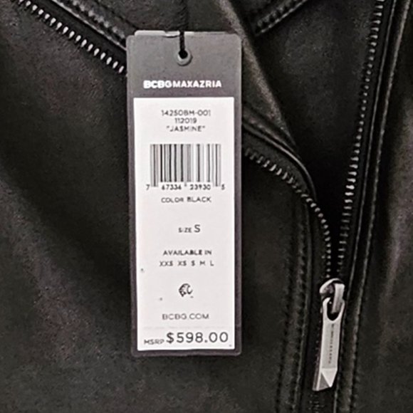 NWT BCBGMAXAZRIA NEW JASMINE LEATHER LONG JACKET/COAT in size S - Picture 11 of 12